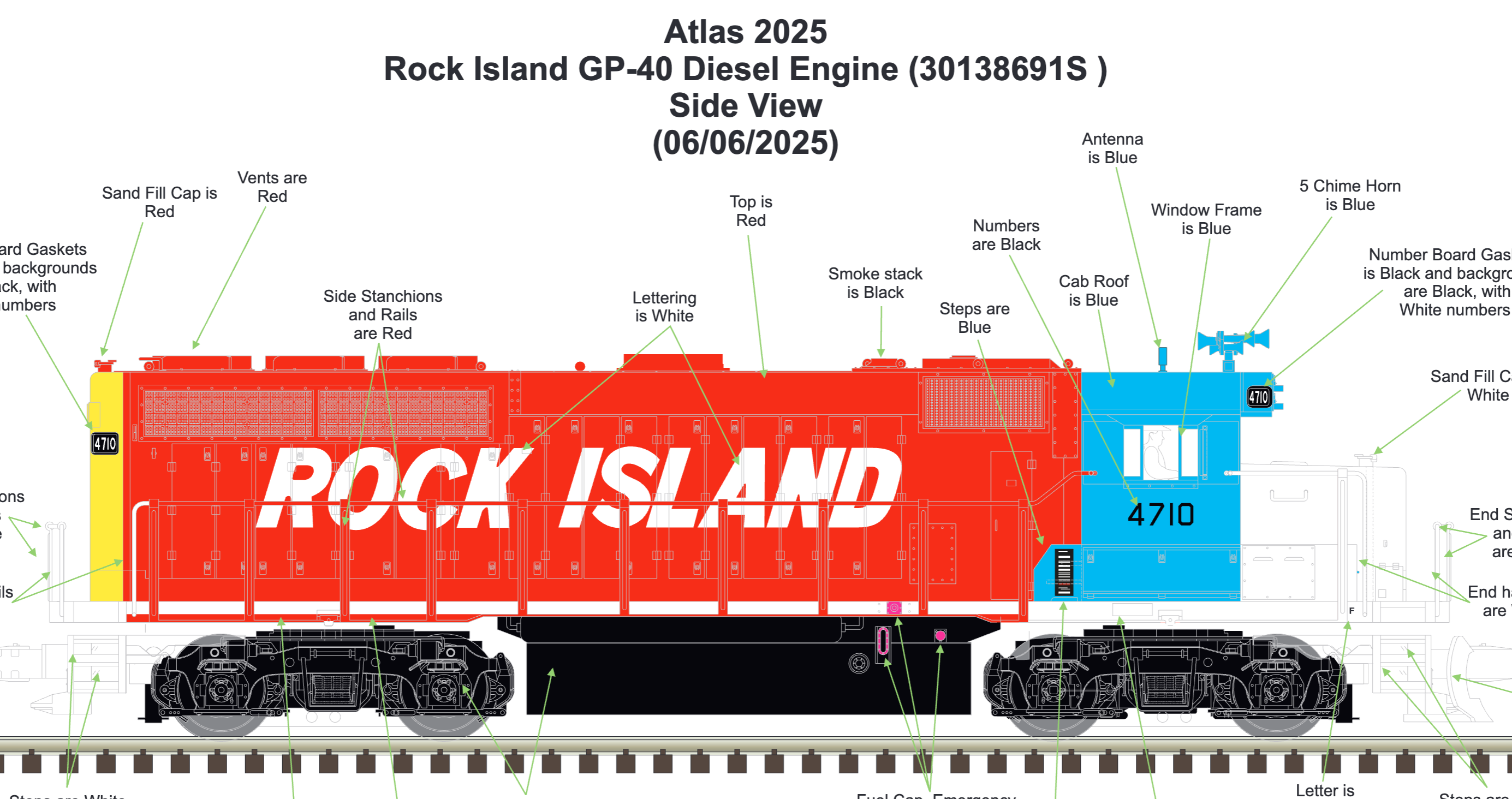 Atlas O 30138691S - Premier - GP40 Diesel Locomotive "Rock Island" #4710 - Custom Run for MrMuffin'sTrains