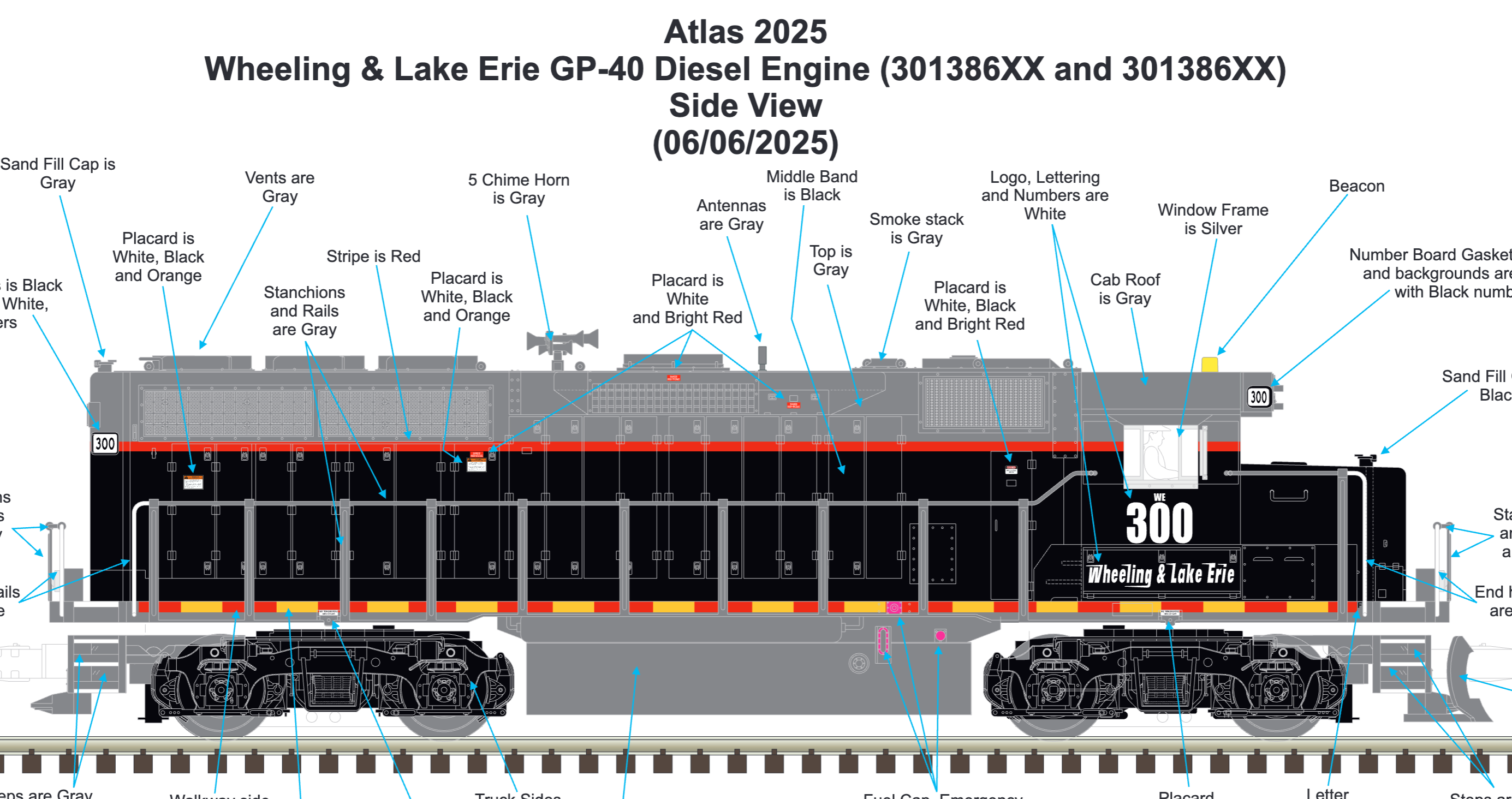 Atlas O 30138690S - Premier - GP40 Diesel Locomotive "Wheeling & Lake Erie" #300 - Custom Run for MrMuffin'sTrains