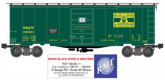 Ready Made Trains RMT-96499-11 - 40' PS-1 Boxcar "Black River & Western"