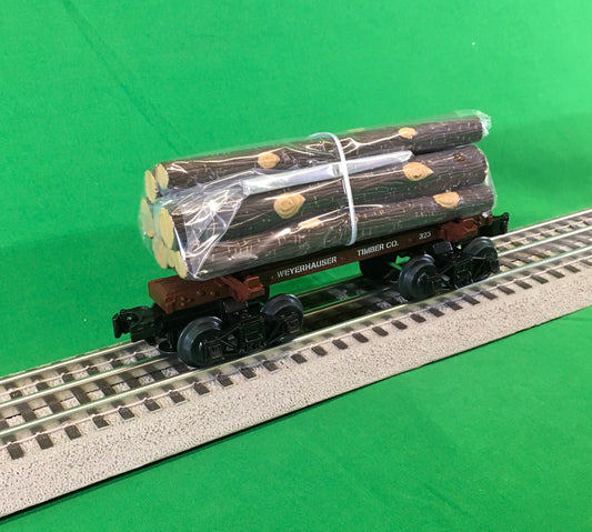 MTH 20-92328 - Premier - Skeleton Flat Car "Weyerhaeuser" w/ Log Load Set #2
