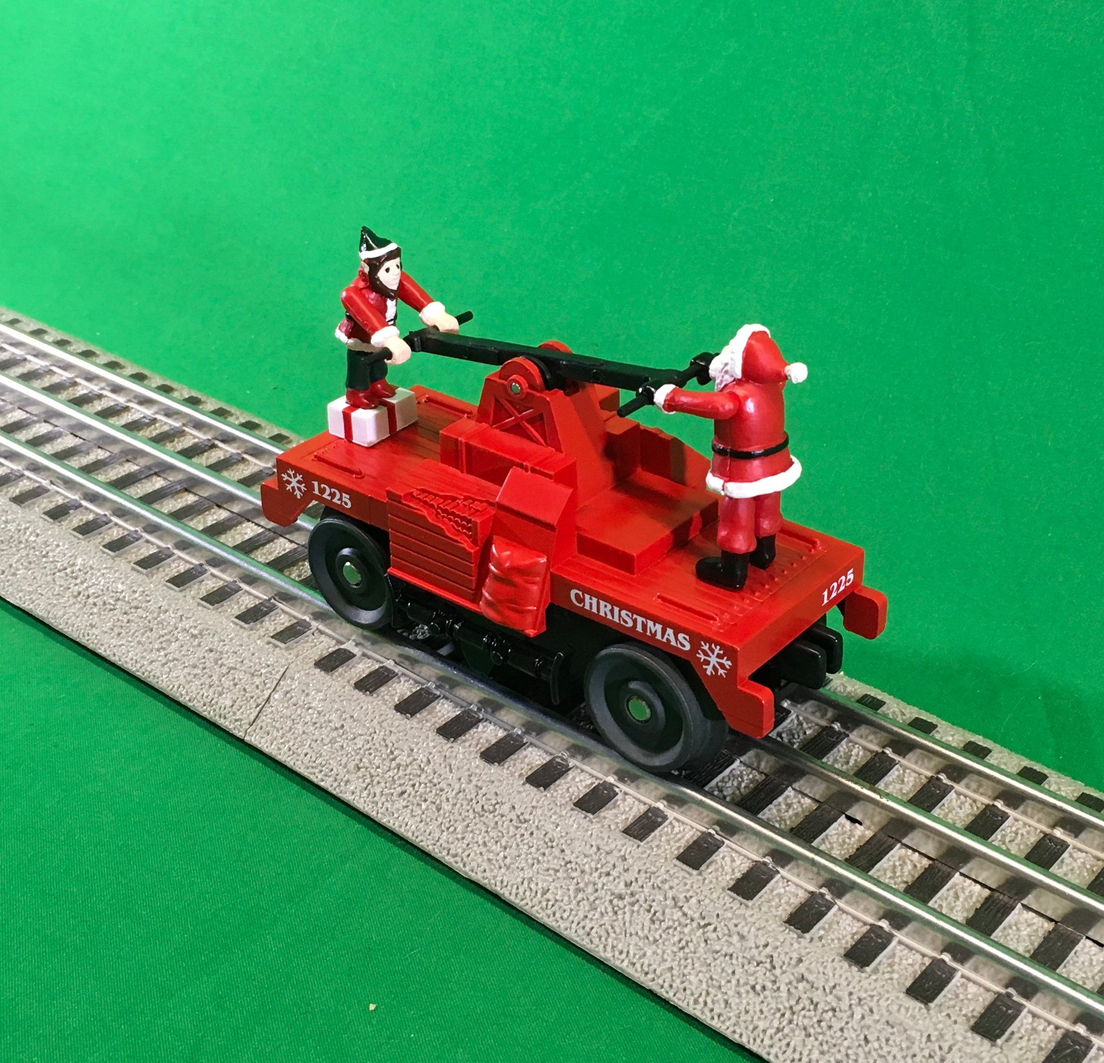 MTH 30-5234 - Operating Hand Car "Christmas" #1225 (Red)