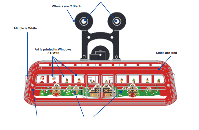 MTH 10-3063-0 - Traditional Tinplate Detroit Monorail Traditional "Christmas" w/ LED lights (3-Car)