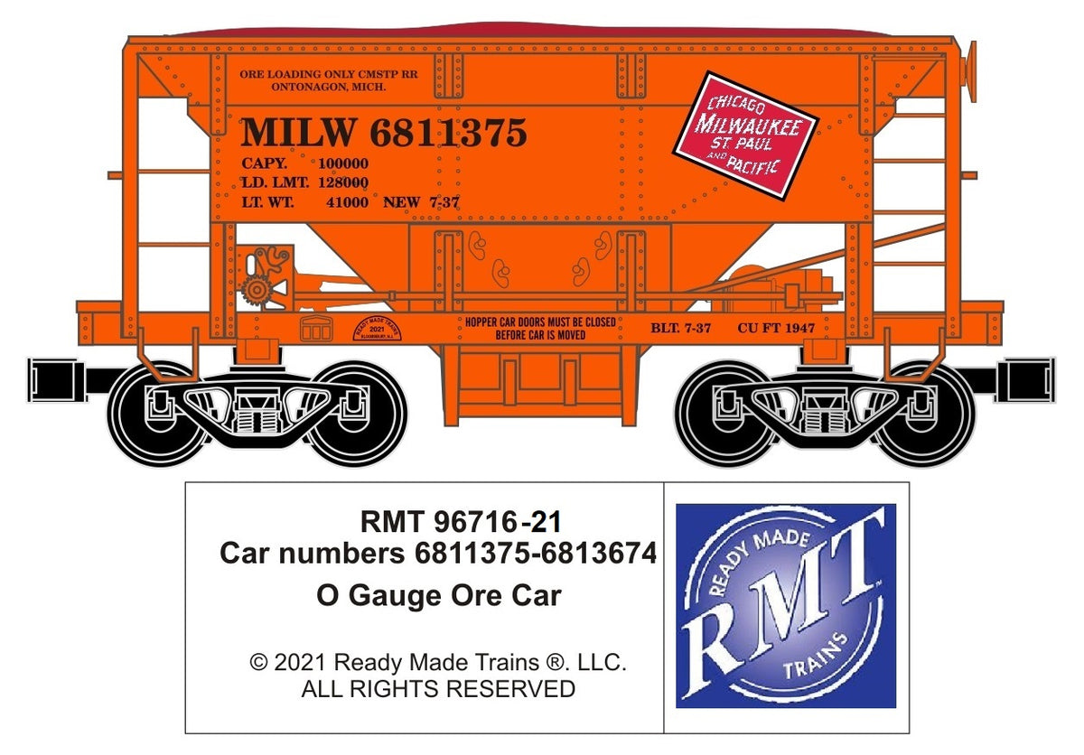 Ready Made Trains RMT-96716-21 - Ore Car "Milwaukee Road" - MrMuffin'sTrains