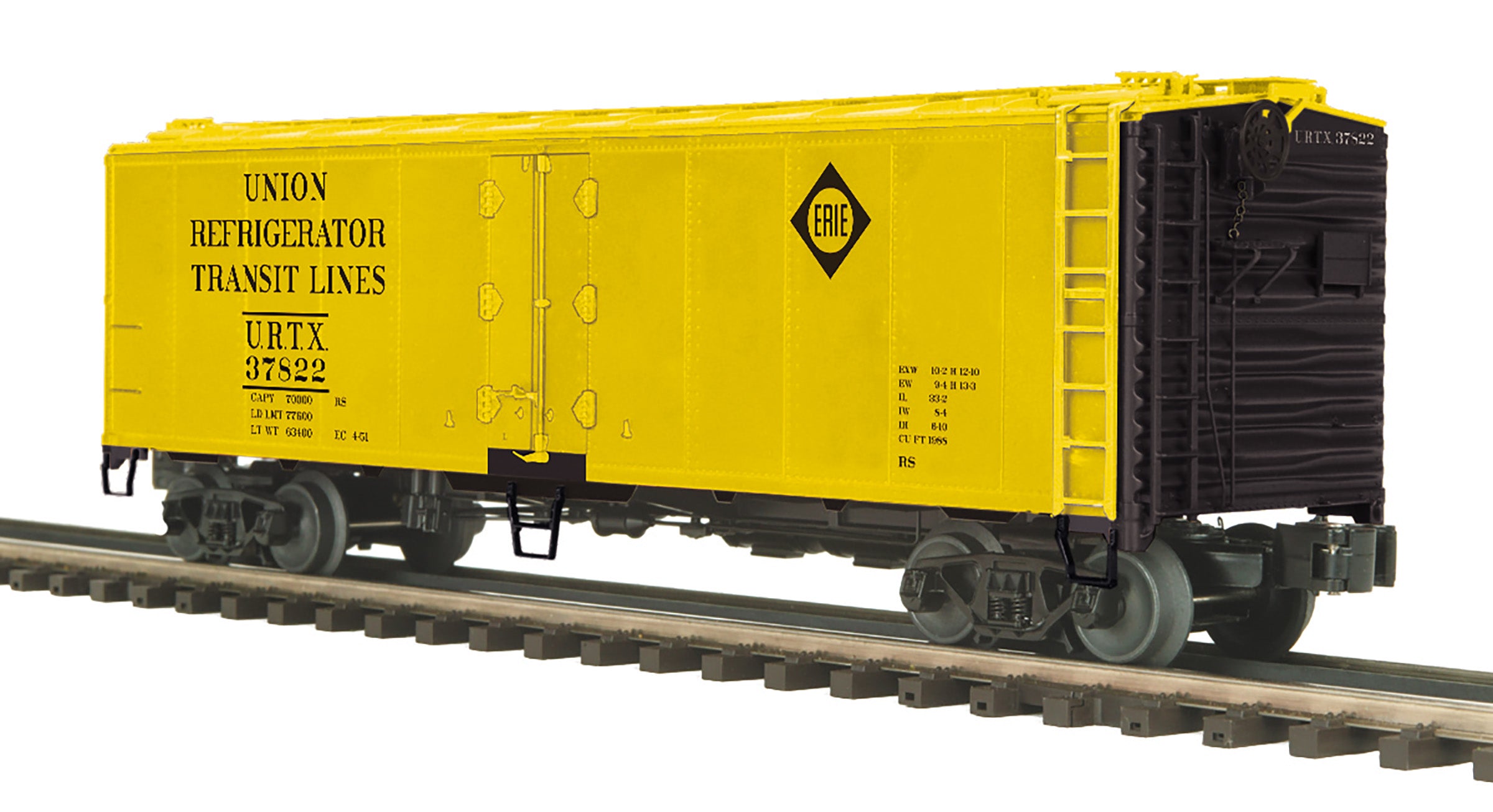 MTH 20-94592 - 40' Steel Sided Reefer Car "Erie" #37822 - Custom Run for MrMuffin'sTrains