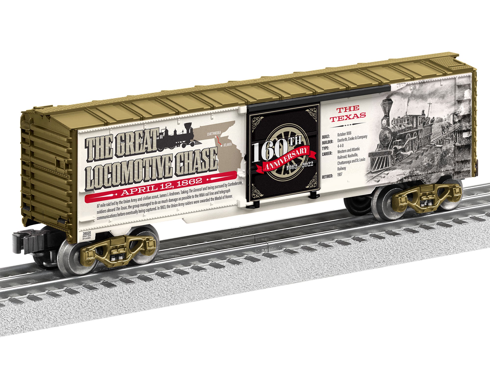 Lionel 2238020 - 160th Anniversary Boxcar "The Great Locomotive Chase"