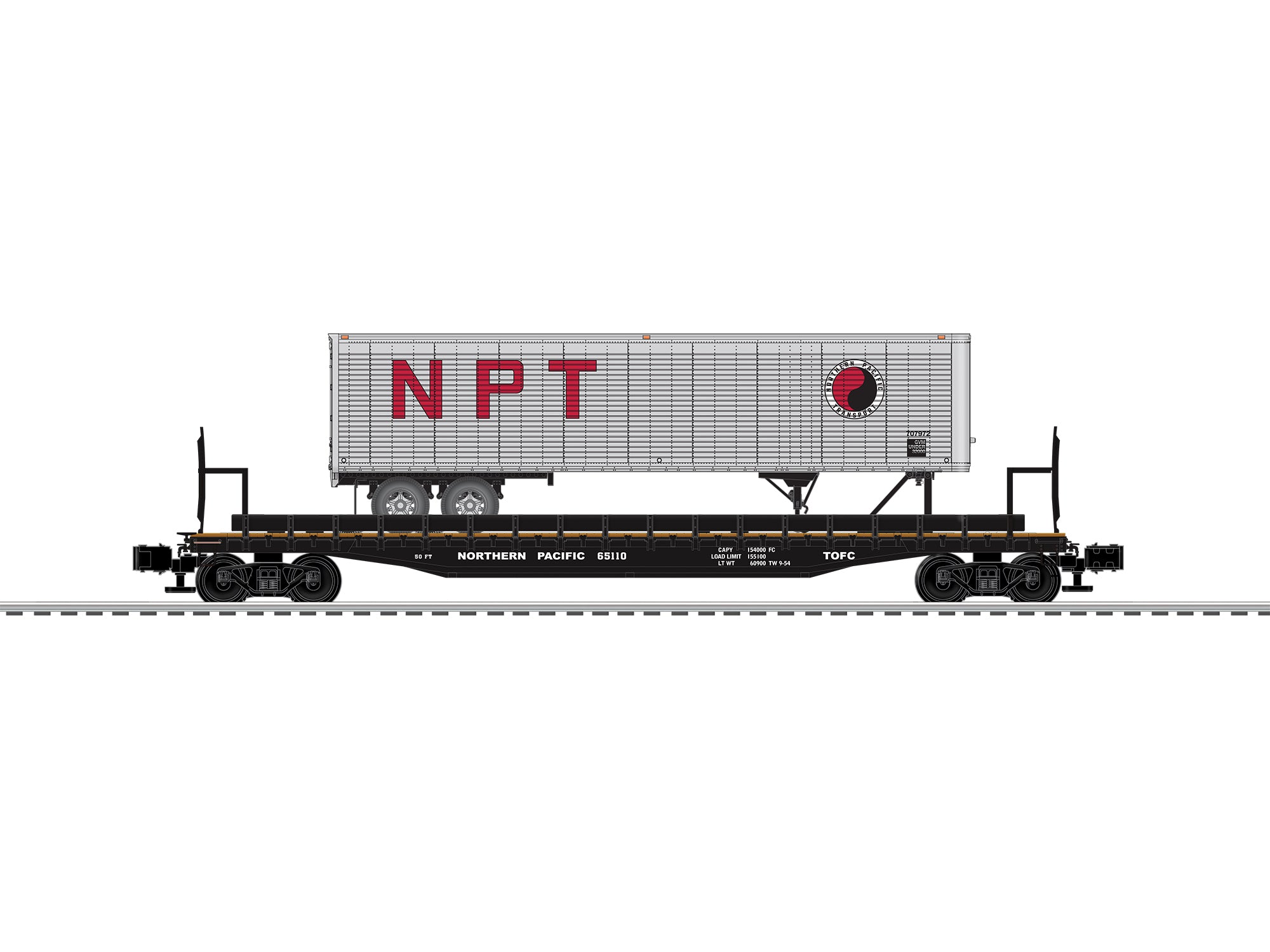 Lionel 6-84870 - PS-4 50' Flat Car "Northern Pacific" w/ 40' Trailer #65110