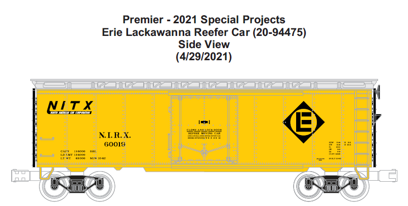 MTH 20-94476 - 40' Steel Reefer Car "Erie Lackawanna" #60014 - Custom Run for MrMuffin'sTrains