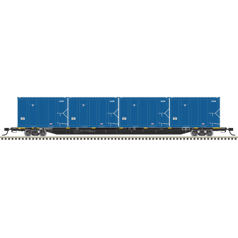Atlas HO 20006043 - 85’ Trash Flat Car With MSW Containers - GIMX 638126 (Black/White)