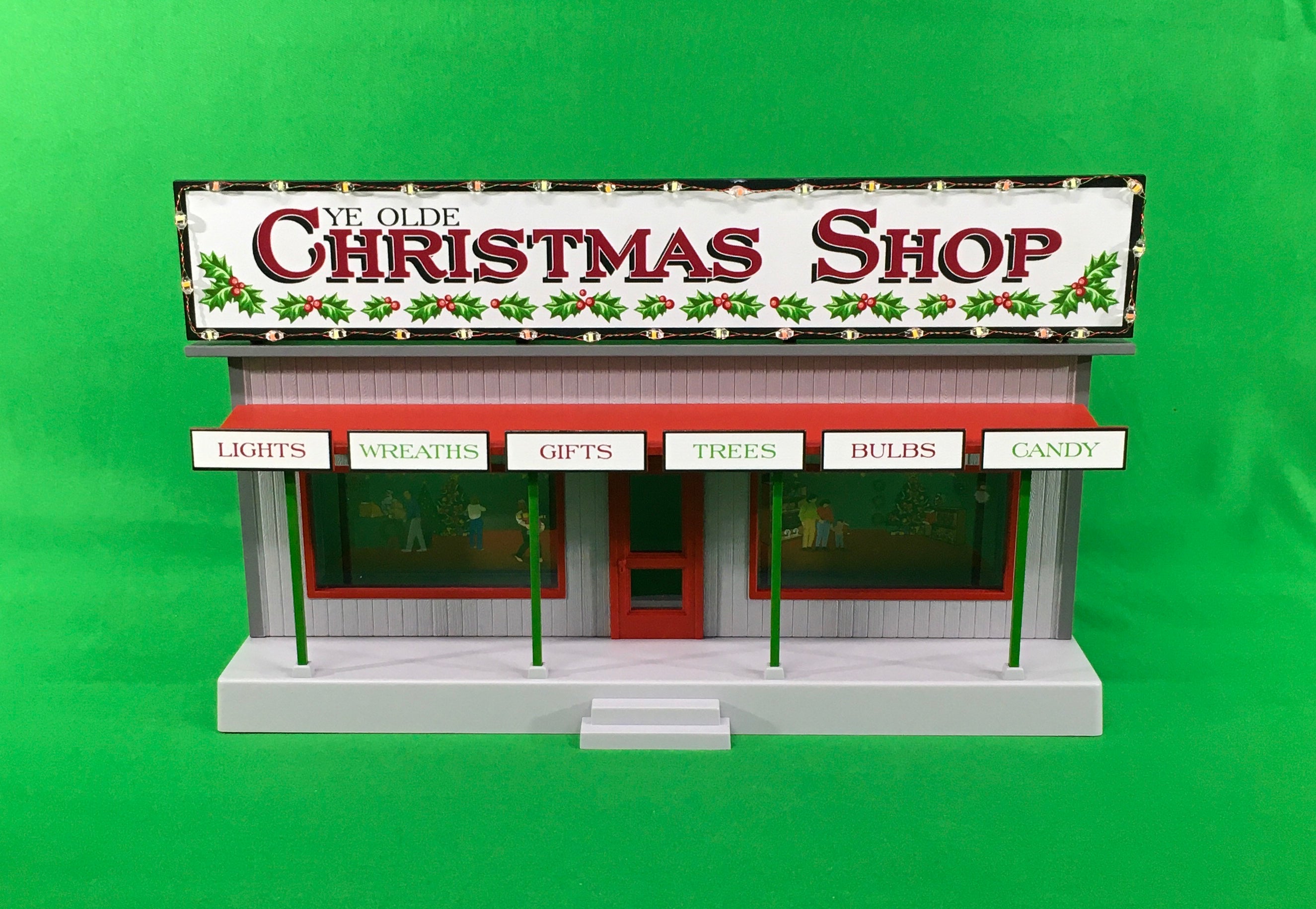 MTH 30-90637 - Road Side Stand "Ye Old Christmas Shop" w/ Operating Christmas Lights
