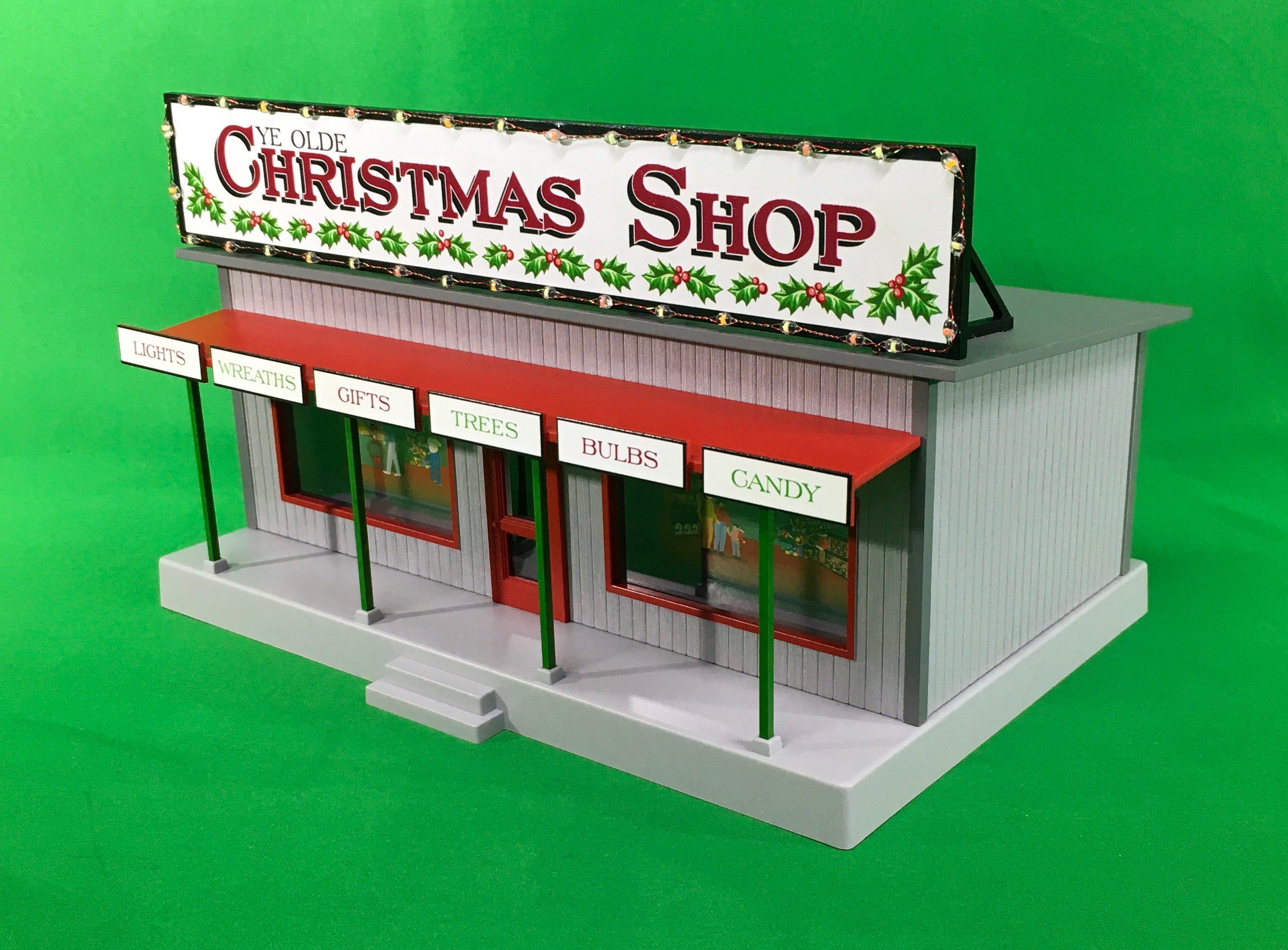 MTH 30-90637 - Road Side Stand "Ye Old Christmas Shop" w/ Operating Christmas Lights