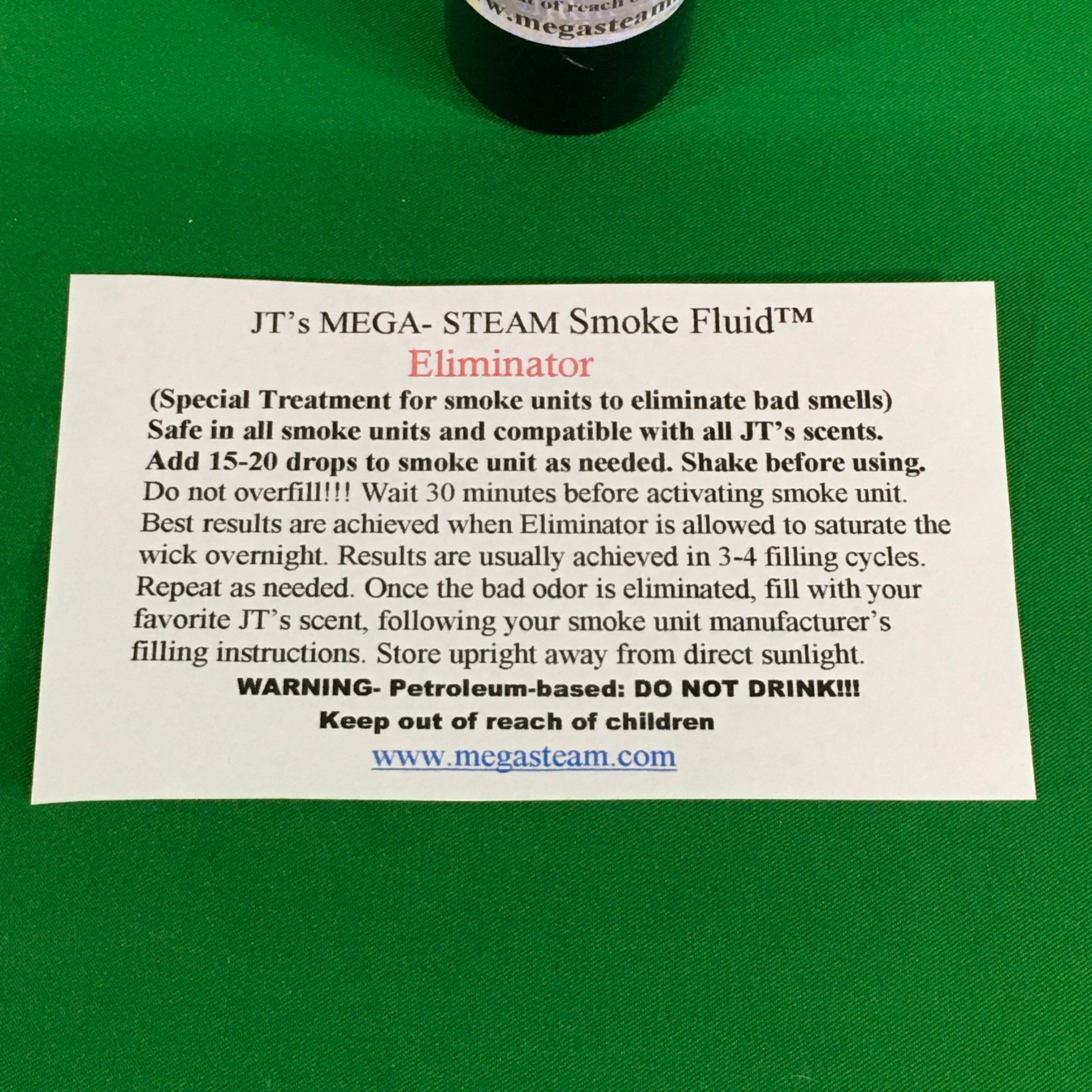 JT's Mega-Steam Smoke Fluid - Eliminator - 2 Oz Bottles w/ Dropper
