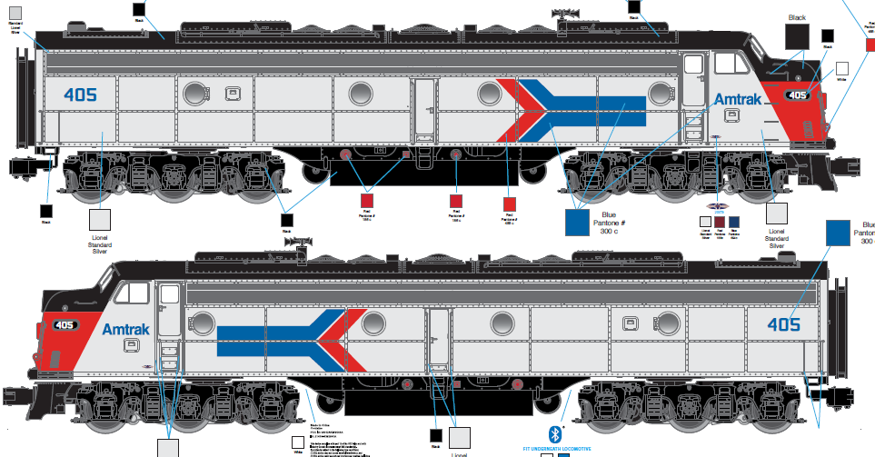 Lionel 2033720 - Legacy E9 Diesel Locomotive AA Set "Amtrak"  #405/#406 - Custom Run for MrMuffin'sTrains