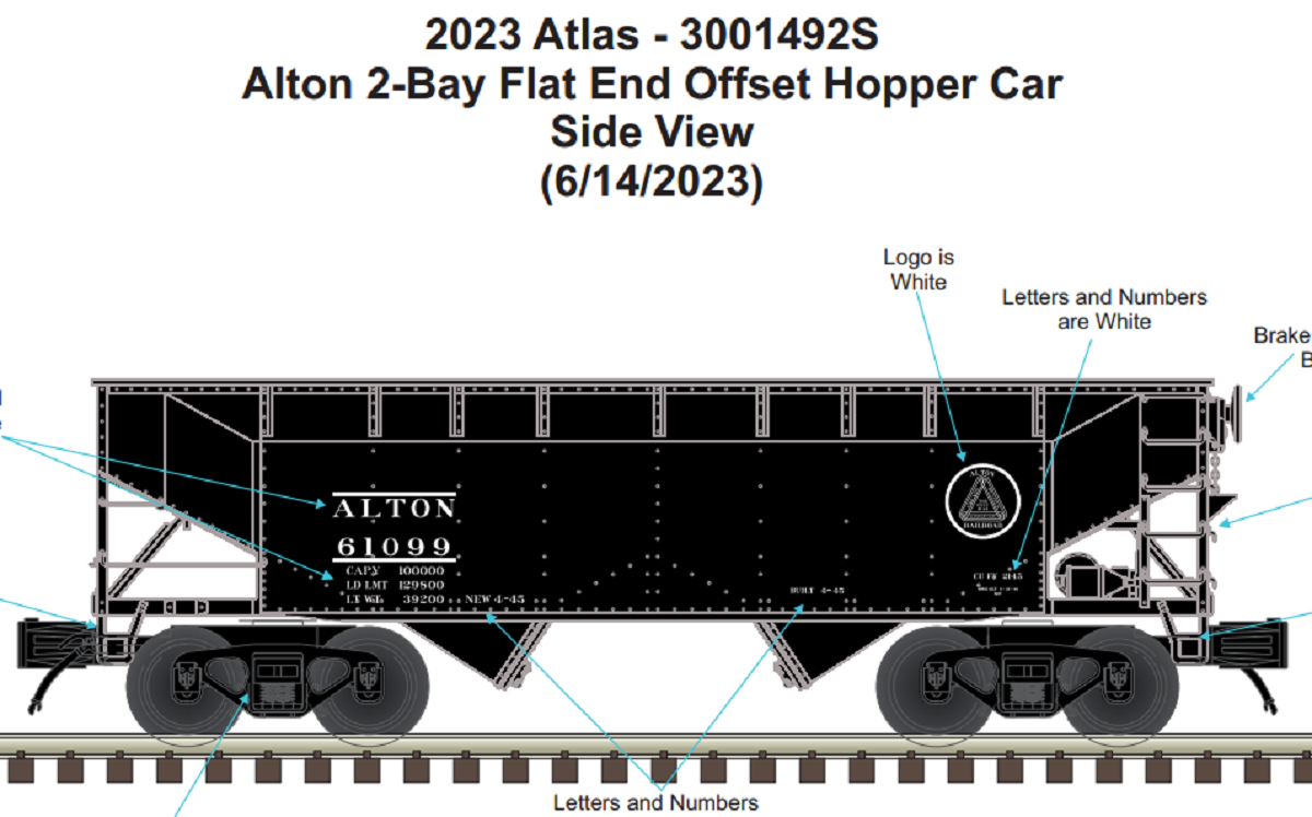 Atlas O 3001492S - Premier - 2-Bay Offset Hopper Car "Chicago & Alton" #61099 - Custom Run for MrMuffin'sTrains