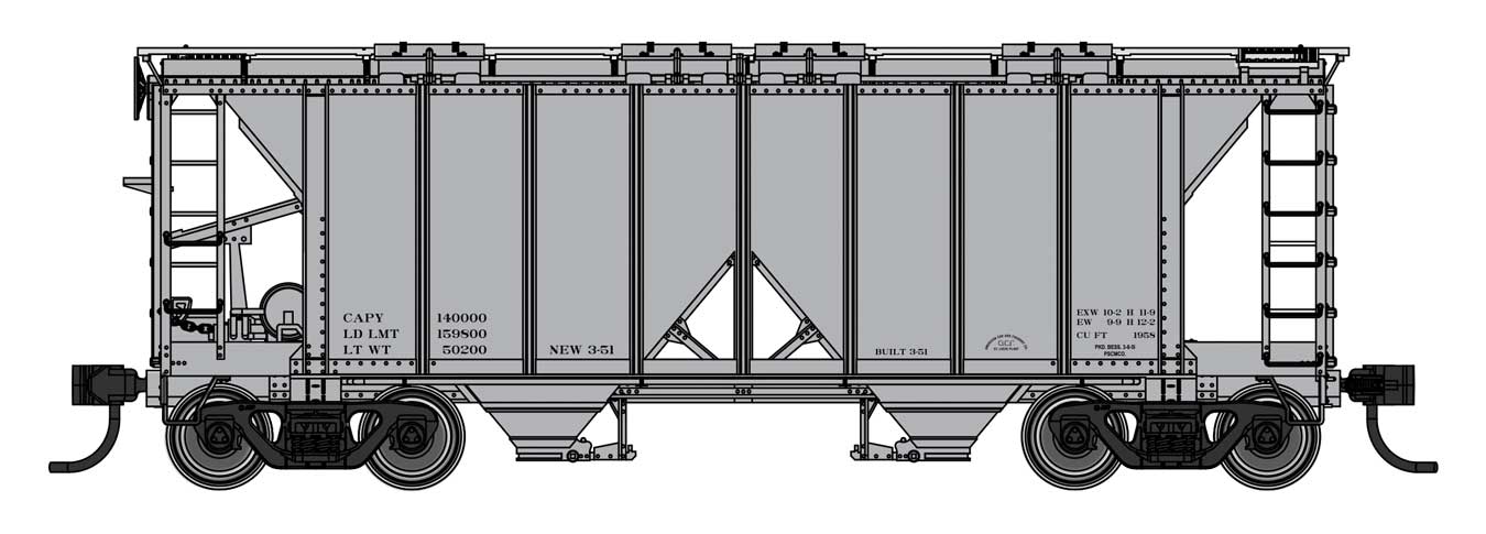 Walthers HO 910-49701 - Mainline - ACF 1958 Cu Ft Covered Hopper Car "Data Only"
