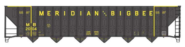 Walthers HO 910-56350 - Mainline - 73' Greenville 7,000 Cubic Foot Wood Chip Hopper "Meridian & Bigbee" #2004