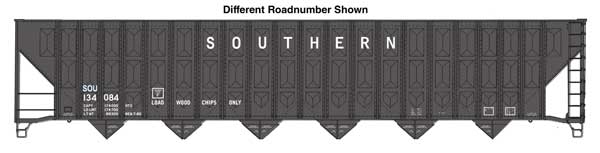 Walthers HO 910-56373 - Mainline - 73' Greenville 7,000 Cubic Foot Wood Chip Hopper "Southern" #134215 (black)