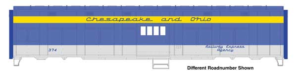 Walthers HO 920-10843 - Proto - 50' Express Boxcar "Chesapeake & Ohio" #374 (C&O-Style Troop Sleeper Conversion) Tri-Color