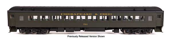 Walthers HO 920-42730 - Proto - 82' Pullman-Built Heavyweight Paired-Window Lighted Coach Passenger Car "Chesapeake & Ohio" #701 (Green)