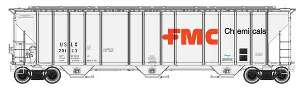 Walthers HO 920-106186 - Proto - 55' Evans 4780 Covered Hopper "FMC" #20123 (USLX)