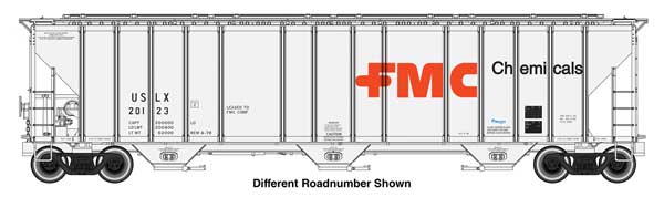 Walthers HO 920-106187 - Proto - 55' Evans 4780 Covered Hopper "FMC" #20149 (USLX)