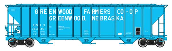 Walthers HO 920-106190 - Proto - 55' Evans 4780 Covered Hopper "Greenwood" #26330 (USLX)