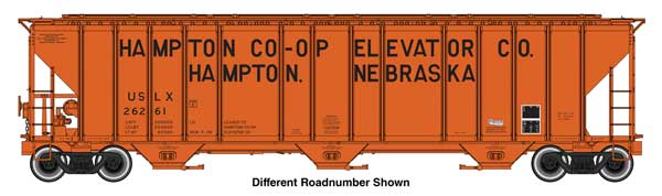 Walthers HO 920-106195 - Proto - 55' Evans 4780 Covered Hopper "Hampton Co-op" #26263 (USLX)