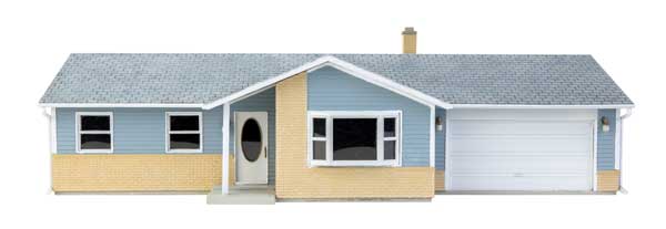 Walthers HO 933-4155 - Cornerstone - Ranch House w/ Attached 2-Car Garage Building Kit