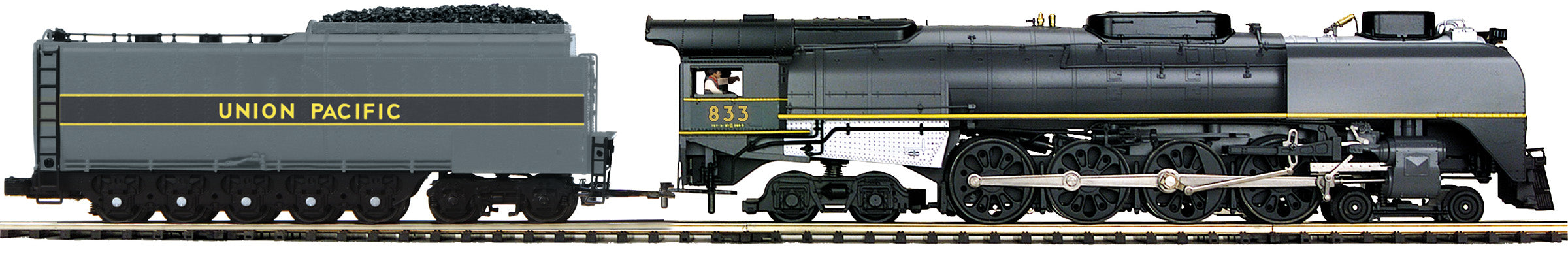 MTH 20-3959-1 - FEF 4-8-4 Northern Steam Engine "Union Pacific" #833 w/ PS3 (TT Gray w/Yellow Stripes)