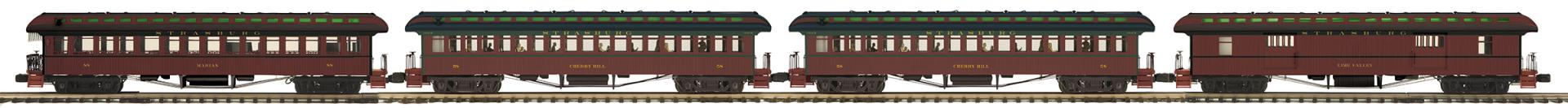 MTH 20-62102 - 64’ Woodsided Passenger Coach Set "Strasburg" (4-Car)