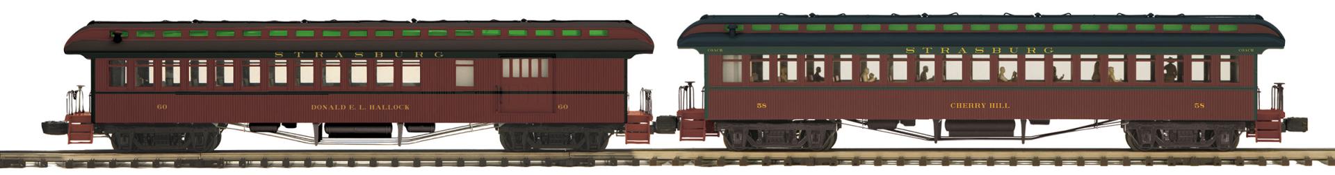 MTH 20-62103 - 64’ Woodsided Passenger Set "Strasburg" (2-Car)
