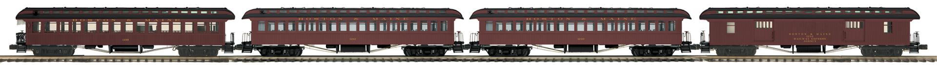 MTH 20-62114 - 64’ Woodsided Passenger Coach Set "Boston & Maine" (4-Car)