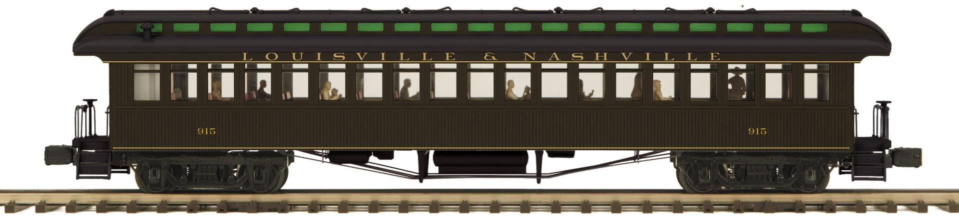 MTH 20-62173 - Premier - 64’ Woodsided Coach Car "Louisville & Nashville" - Custom Run for MrMuffin'sTrains