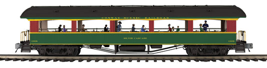 MTH 20-62191 - Premier - 64’ Open Air Woodsided Coach Car "Conway Scenic Railroad" #1308 Silver Cascade
