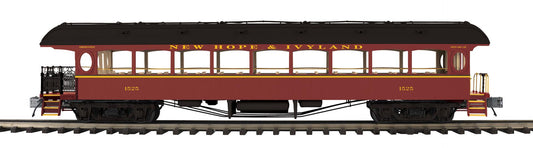 MTH 20-62193 - Premier - 64’ Open Air Woodsided Observation Car "New Hope & Ivyland Railroad" #1525
