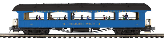 MTH 20-62194 - 64’ Open Air Woodsided Coach Car "Reading Blue Mountain & Northern" #10 Summer Wind - MrMuffin'sTrains