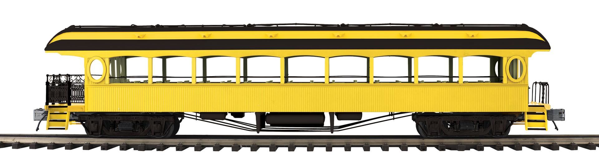 MTH 20-62202 - Premier - 64’ Open Air Woodsided Observation Car "Unlettered" (Yellow)