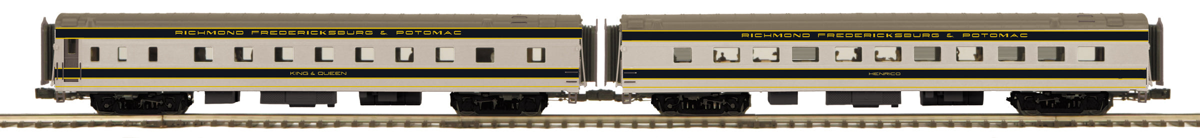 MTH 20-64058 & MTH 20-64059-70' Streamlined Pass Set "Richmond, Fredericksburg & Potomac" 6-Car Set Smooth Sided & RPO MTH 20-64062-Second hand-M4986