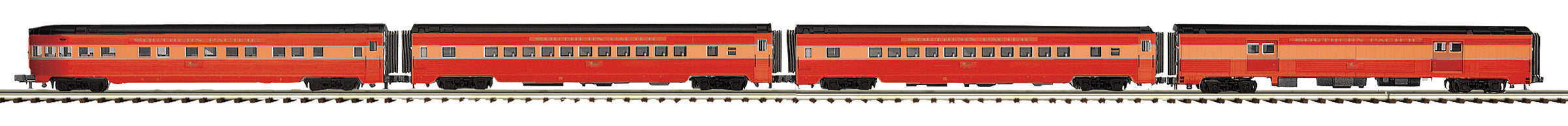 MTH 20-64237 - 70’ Streamlined Passenger Set "Southern Pacific" (Daylight) Smooth Sided (4-Car)