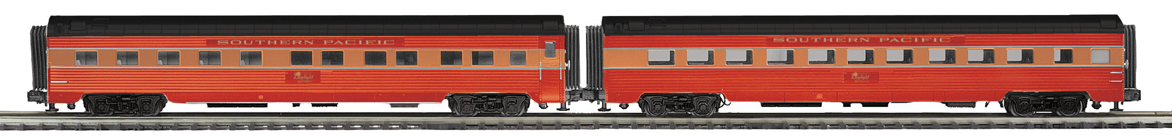 MTH 20-64238 - 70’ Streamlined Slpr/Diner Passenger Set "Southern Pacific" (Daylight) Smooth Sided (2-Car)