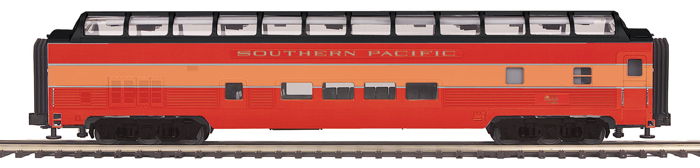 MTH 20-64239 - 70’ Streamlined Full Length Vista Dome Passenger Car "Southern Pacific" (Daylight) Smooth Sided