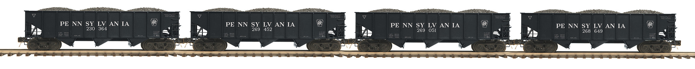 MTH 20-92364 - 70-ton 3-Bay Hopper Set "Pennsylvania" (4-Car) Set 2