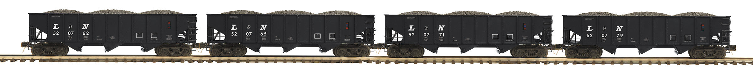 MTH 20-92371 - 70-ton 3-Bay Hopper Set "Louisville & Nashville" (4-Car) Set 1 - Custom Run for MrMuffin'sTrains