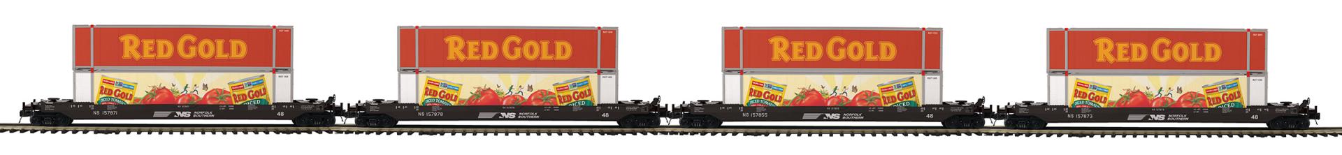 MTH 20-92438 - Premier - Husky Stack Car "Norfolk Southern" (4-Car) - Custom Run for MrMuffin'sTrains