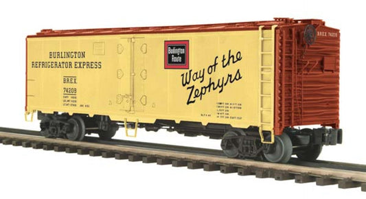 MTH 20-94860 - Premier - 40’ Steel Sided Reefer Car "Burlington" #74201 - Custom Run for MrMuffin'sTrains