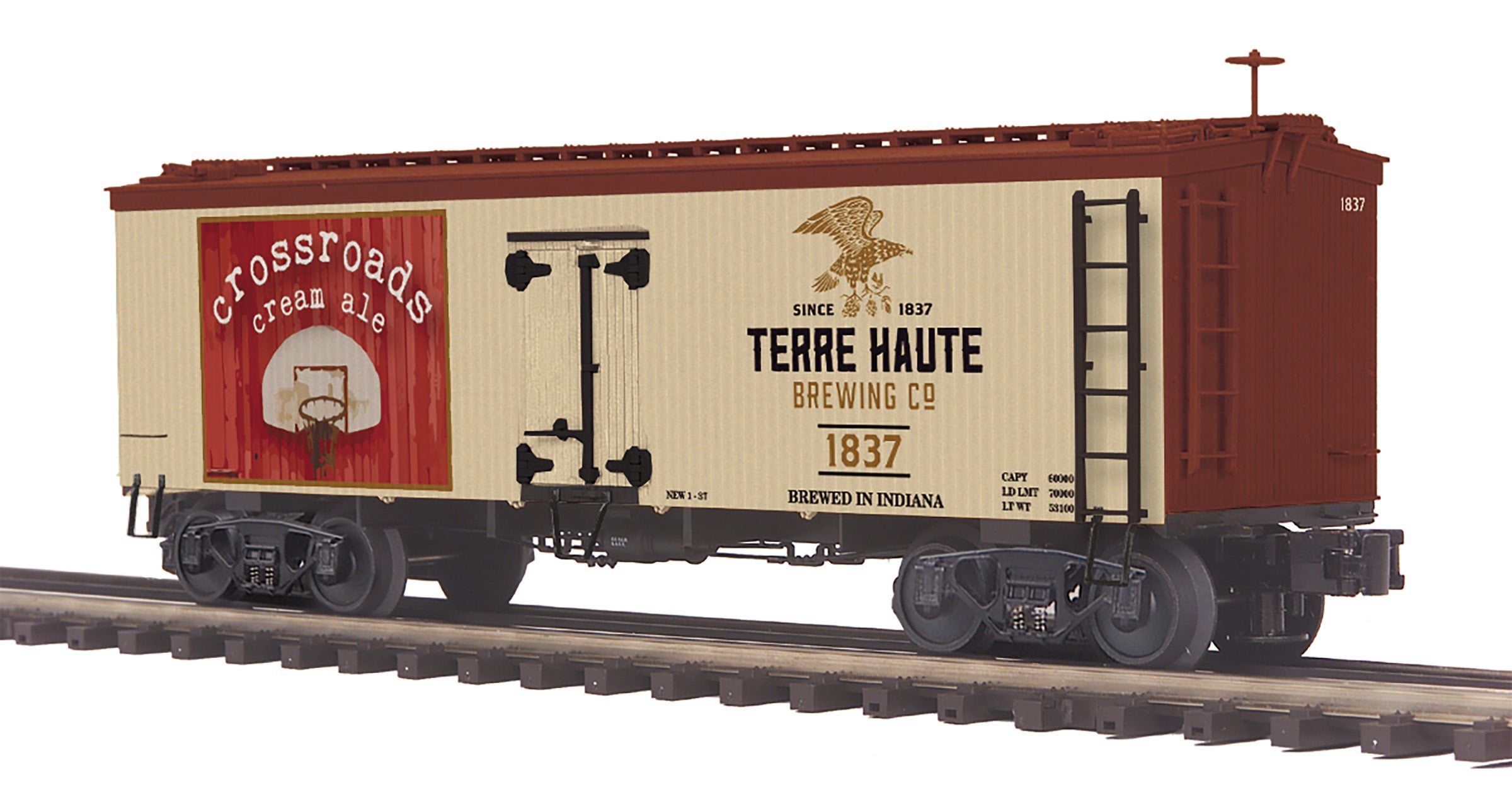 MTH 20-94735 - 36’ Woodsided Reefer Car "Terre Haute Brewing" #1837 - Custom Run for MrMuffin'sTrains