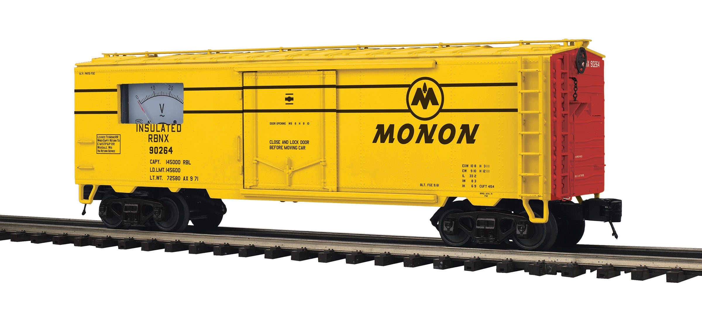 MTH 20-94757 - 40’ Steel Sided Reefer Power Meter Car "Monon" #90264 - Custom Run for MrMuffin'sTrains