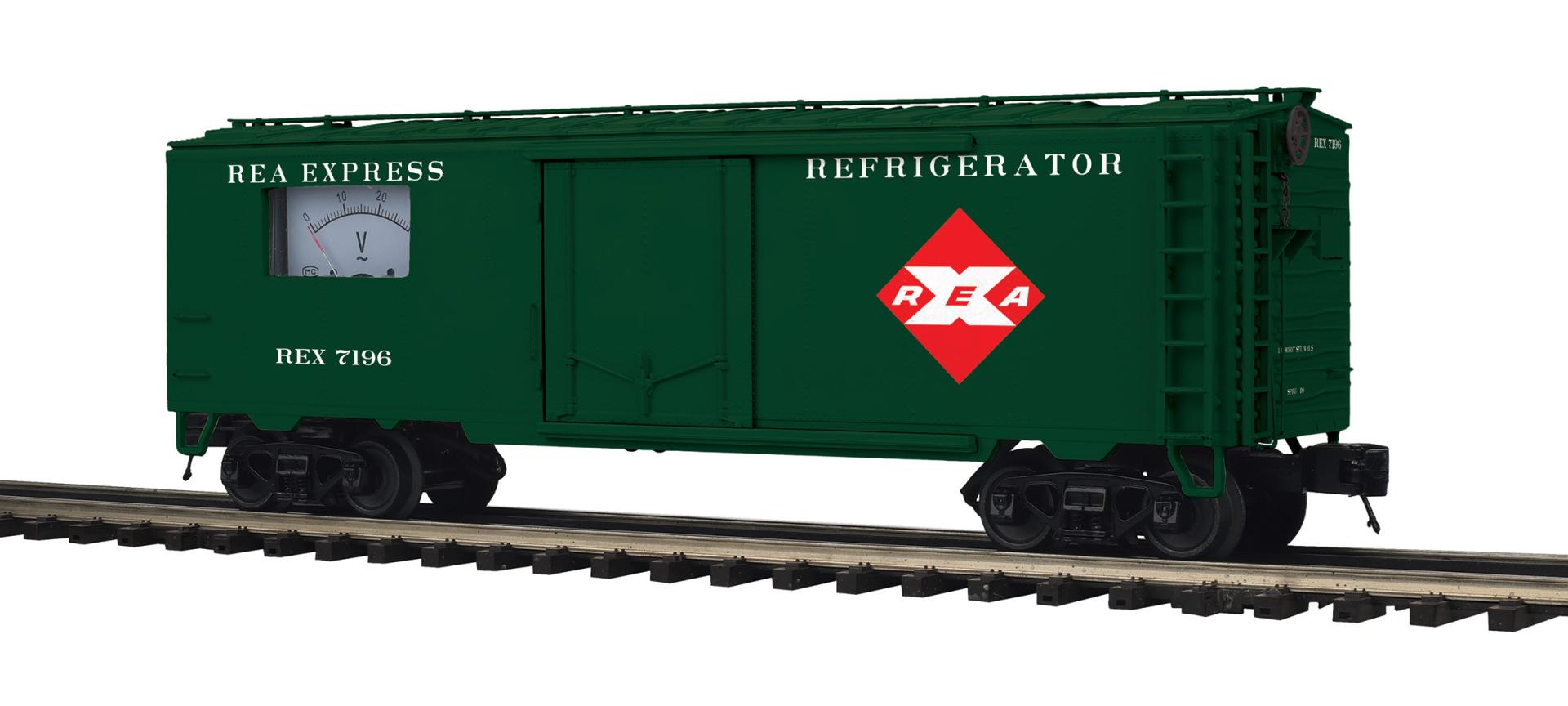 MTH 20-94881 - Premier - 40’ Steel Sided Reefer Power Meter Car "Railway Express Agency"