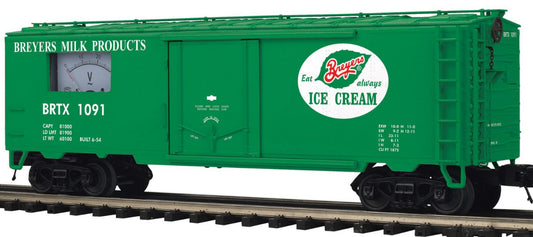 MTH 20-94882 - Premier - 40’ Steel Sided Reefer Power Meter Car "Breyers Ice Cream"