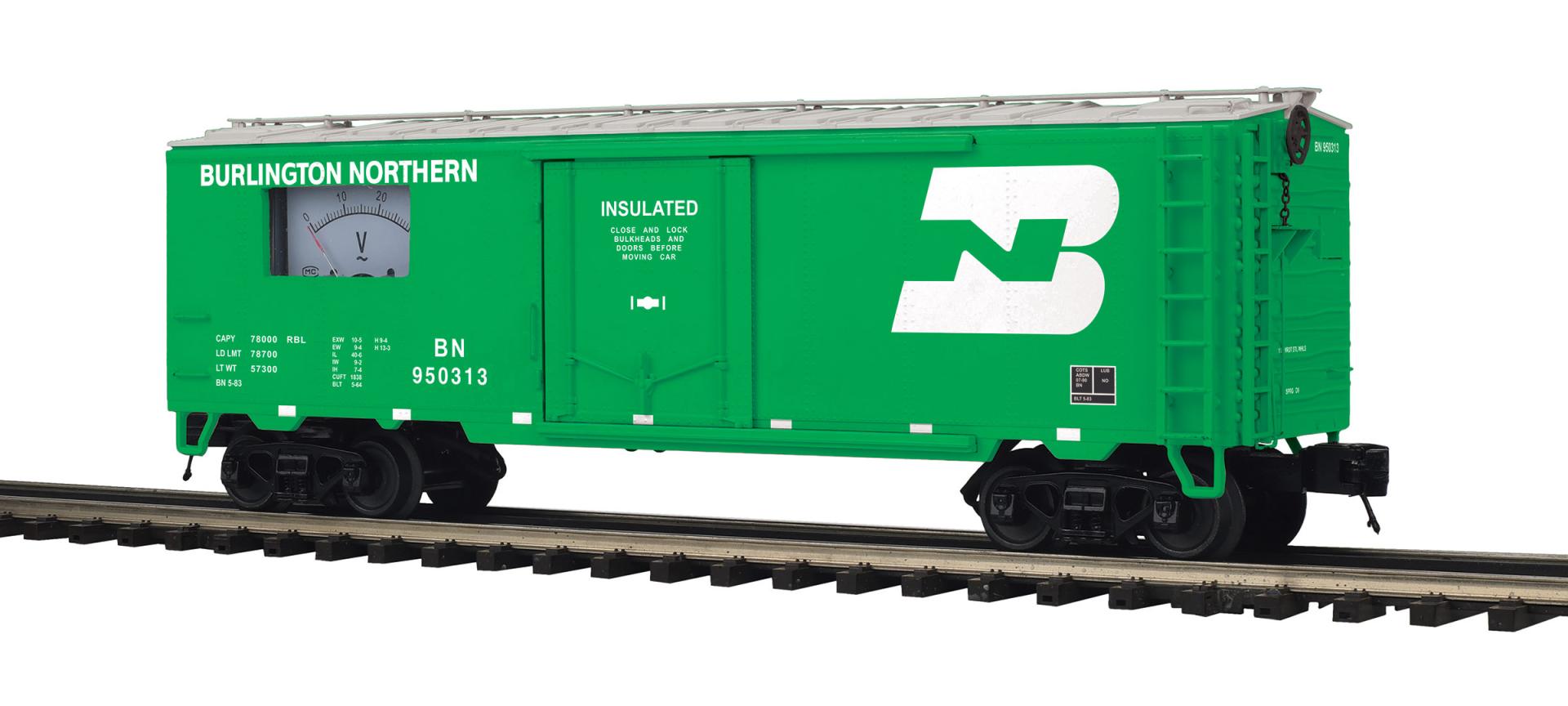 MTH 20-94884 - Premier - 40’ Steel Sided Reefer Power Meter Car "Burlington Northern"