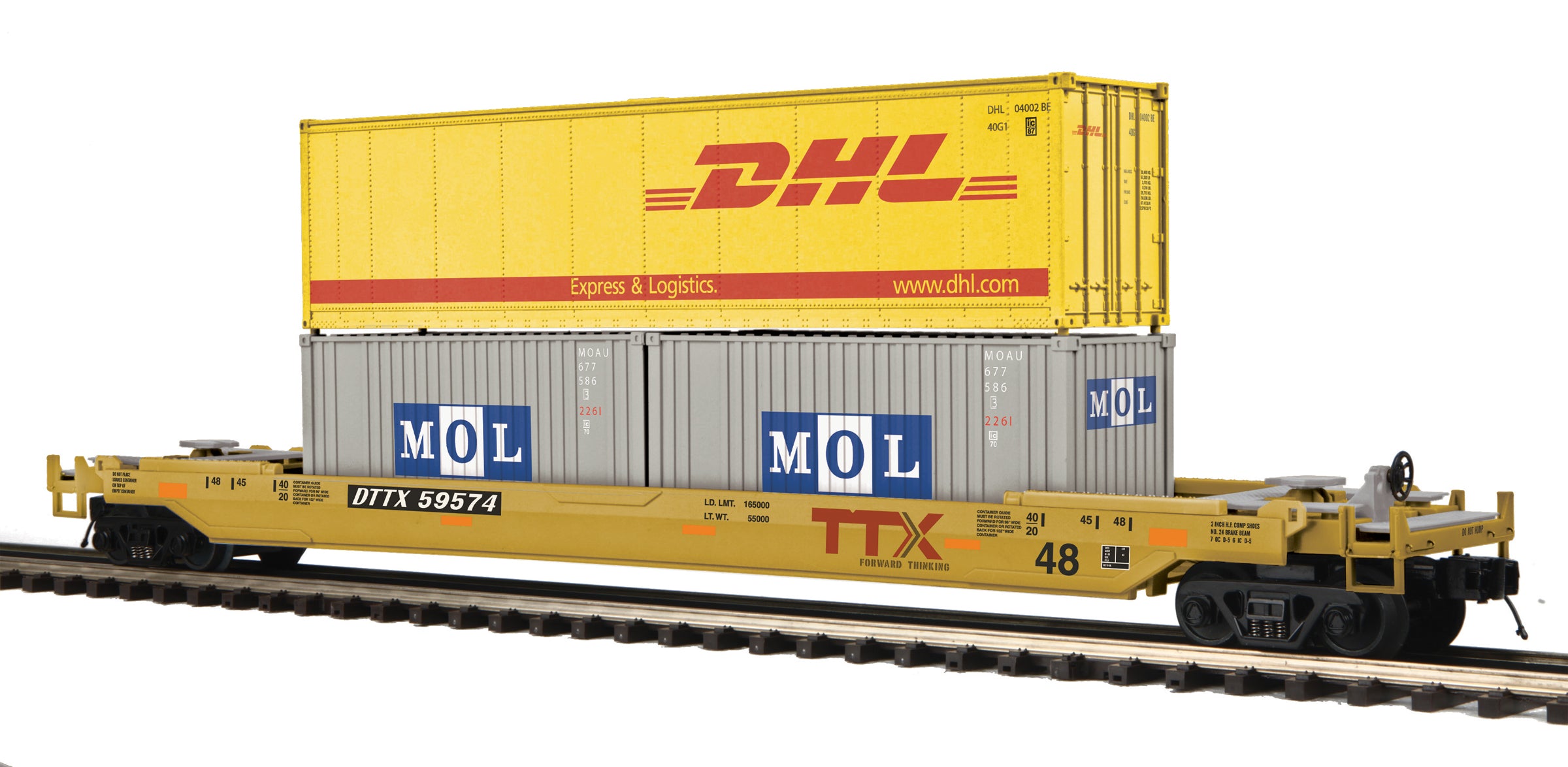 MTH 20-95281 TTX (DHL) Husky Stack Car-2 Car Set-Second hand-M5472